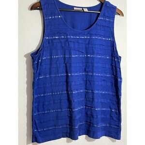 Chico's Cobalt Dive Blue Top Blouse Sequin Shell Tank 3 XL (13)